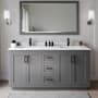 Wyndham Collection Miranda 66" Free Standing Double Basin Vanity Set with Cabinet, Cultured Marble Vanity Top, and Framed Mirror Dark Gray / White Cultured Marble Top / Matte Black Hardware