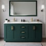 Wyndham Collection Miranda 66" Free Standing Double Basin Vanity Set with Cabinet and Quartz Vanity Top Green / Giotto Quartz Top / Brushed Gold Hardware