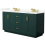 Wyndham Collection Miranda 66" Free Standing Double Basin Vanity Set with Cabinet and Quartz Vanity Top Green / Giotto Quartz Top / Brushed Gold Hardware