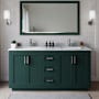 Wyndham Collection Miranda 66" Free Standing Double Basin Vanity Set with Cabinet and Marble Vanity Top Green / White Carrara Marble Top / Brushed Nickel Hardware