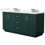 Wyndham Collection Miranda 66" Free Standing Double Basin Vanity Set with Cabinet and Quartz Vanity Top Green / Giotto Quartz Top / Brushed Nickel Hardware