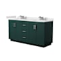 Wyndham Collection Miranda 66" Free Standing Double Basin Vanity Set with Cabinet and Cultured Marble Vanity Top Green / White Cultured Marble Top / Brushed Nickel Hardware