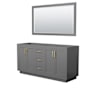 Wyndham Collection Miranda 66" Double Free Standing Vanity Cabinet - Less Vanity Top Dark Gray / Brushed Gold Hardware