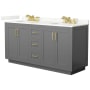 Wyndham Collection Miranda 66" Free Standing Double Basin Vanity Set with Cabinet and Quartz Vanity Top Dark Gray / Giotto Quartz Top / Brushed Gold Hardware