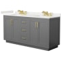 Wyndham Collection Miranda 66" Free Standing Double Basin Vanity Set with Cabinet and Quartz Vanity Top Dark Gray / White Quartz Top / Brushed Gold Hardware