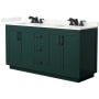 Wyndham Collection Miranda 66" Free Standing Double Basin Vanity Set with Cabinet and Quartz Vanity Top Green / Giotto Quartz Top / Matte Black Hardware