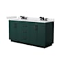 Wyndham Collection Miranda 66" Free Standing Double Basin Vanity Set with Cabinet and Cultured Marble Vanity Top Green / White Cultured Marble Top / Matte Black Hardware
