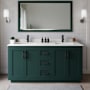 Wyndham Collection Miranda 66" Free Standing Double Basin Vanity Set with Cabinet and Quartz Vanity Top Green / White Quartz Top / Matte Black Hardware