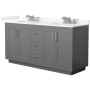 Wyndham Collection Miranda 66" Free Standing Double Basin Vanity Set with Cabinet and Quartz Vanity Top Dark Gray / Giotto Quartz Top / Brushed Nickel Hardware
