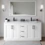 Wyndham Collection Miranda 66" Free Standing Double Basin Vanity Set with Cabinet and Marble Vanity Top White / White Carrara Marble Top / Matte Black Hardware