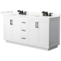 Wyndham Collection Miranda 66" Free Standing Double Basin Vanity Set with Cabinet and Quartz Vanity Top White / Giotto Quartz Top / Matte Black Hardware