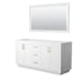 Wyndham Collection Miranda 66" Double Free Standing Vanity Cabinet - Less Vanity Top White / Brushed Gold Hardware