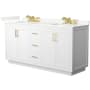 Wyndham Collection Miranda 66" Free Standing Double Basin Vanity Set with Cabinet and Quartz Vanity Top White / Giotto Quartz Top / Brushed Gold Hardware
