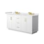 Wyndham Collection Miranda 66" Free Standing Double Basin Vanity Set with Cabinet and Cultured Marble Vanity Top White / White Cultured Marble Top / Brushed Gold Hardware