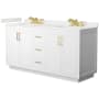Wyndham Collection Miranda 66" Free Standing Double Basin Vanity Set with Cabinet and Quartz Vanity Top White / White Quartz Top / Brushed Gold Hardware