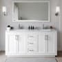 Wyndham Collection Miranda 66" Free Standing Double Basin Vanity Set with Cabinet and Marble Vanity Top White / White Carrara Marble Top / Brushed Nickel Hardware