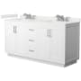 Wyndham Collection Miranda 66" Free Standing Double Basin Vanity Set with Cabinet and Quartz Vanity Top White / White Quartz Top / Brushed Nickel Hardware