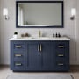 Wyndham Collection Miranda 66" Free Standing Single Basin Vanity Set with Cabinet and Quartz Vanity Top Dark Blue / Giotto Quartz Top / Brushed Gold Hardware