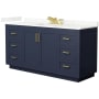 Wyndham Collection Miranda 66" Free Standing Single Basin Vanity Set with Cabinet and Quartz Vanity Top Dark Blue / Giotto Quartz Top / Brushed Gold Hardware