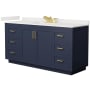 Wyndham Collection Miranda 66" Free Standing Single Basin Vanity Set with Cabinet and Quartz Vanity Top Dark Blue / White Quartz Top / Brushed Gold Hardware