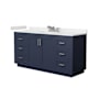 Wyndham Collection Miranda 66" Free Standing Single Basin Vanity Set with Cabinet and Cultured Marble Vanity Top Dark Blue / Carrara Cultured Marble Top / Brushed Nickel Hardware