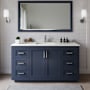 Wyndham Collection Miranda 66" Free Standing Single Basin Vanity Set with Cabinet and Quartz Vanity Top Dark Blue / Giotto Quartz Top / Brushed Nickel Hardware