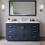 Wyndham Collection Miranda 66" Free Standing Single Basin Vanity Set with Cabinet, Cultured Marble Vanity Top, and Framed Mirror Dark Blue / White Cultured Marble Top / Brushed Nickel Hardware
