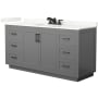 Wyndham Collection Miranda 66" Free Standing Single Basin Vanity Set with Cabinet and Quartz Vanity Top Dark Gray / Giotto Quartz Top / Matte Black Hardware