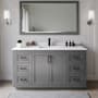 Wyndham Collection Miranda 66" Free Standing Single Basin Vanity Set with Cabinet, Cultured Marble Vanity Top, and Framed Mirror Dark Gray / White Cultured Marble Top / Matte Black Hardware