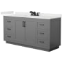Wyndham Collection Miranda 66" Free Standing Single Basin Vanity Set with Cabinet and Quartz Vanity Top Dark Gray / White Quartz Top / Matte Black Hardware