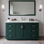 Wyndham Collection Miranda 66" Free Standing Single Basin Vanity Set with Cabinet and Cultured Marble Vanity Top Green / Carrara Cultured Marble Top / Brushed Gold Hardware