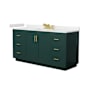 Wyndham Collection Miranda 66" Free Standing Single Basin Vanity Set with Cabinet and Cultured Marble Vanity Top Green / Carrara Cultured Marble Top / Brushed Gold Hardware