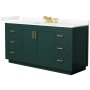 Wyndham Collection Miranda 66" Free Standing Single Basin Vanity Set with Cabinet and Quartz Vanity Top Green / Giotto Quartz Top / Brushed Gold Hardware