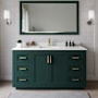 Wyndham Collection Miranda 66" Free Standing Single Basin Vanity Set with Cabinet and Quartz Vanity Top Green / White Quartz Top / Brushed Gold Hardware