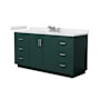 Wyndham Collection Miranda 66" Free Standing Single Basin Vanity Set with Cabinet and Cultured Marble Vanity Top Green / Carrara Cultured Marble Top / Brushed Nickel Hardware