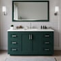 Wyndham Collection Miranda 66" Free Standing Single Basin Vanity Set with Cabinet, Quartz Vanity Top, and Framed Mirror Green / Giotto Quartz Top / Brushed Nickel Hardware