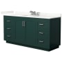 Wyndham Collection Miranda 66" Free Standing Single Basin Vanity Set with Cabinet and Quartz Vanity Top Green / Giotto Quartz Top / Brushed Nickel Hardware