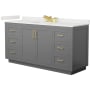 Wyndham Collection Miranda 66" Free Standing Single Basin Vanity Set with Cabinet and Quartz Vanity Top Dark Gray / White Quartz Top / Brushed Gold Hardware