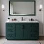 Wyndham Collection Miranda 66" Free Standing Single Basin Vanity Set with Cabinet, Cultured Marble Vanity Top, and Framed Mirror Green / Carrara Cultured Marble Top / Matte Black Hardware