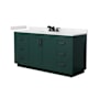 Wyndham Collection Miranda 66" Free Standing Single Basin Vanity Set with Cabinet and Cultured Marble Vanity Top Green / Carrara Cultured Marble Top / Matte Black Hardware
