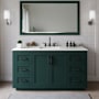 Wyndham Collection Miranda 66" Free Standing Single Basin Vanity Set with Cabinet, Quartz Vanity Top, and Framed Mirror Green / Giotto Quartz Top / Matte Black Hardware