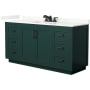 Wyndham Collection Miranda 66" Free Standing Single Basin Vanity Set with Cabinet and Quartz Vanity Top Green / Giotto Quartz Top / Matte Black Hardware