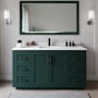 Wyndham Collection Miranda 66" Free Standing Single Basin Vanity Set with Cabinet, Cultured Marble Vanity Top, and Framed Mirror Green / White Cultured Marble Top / Matte Black Hardware