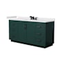 Wyndham Collection Miranda 66" Free Standing Single Basin Vanity Set with Cabinet and Cultured Marble Vanity Top Green / White Cultured Marble Top / Matte Black Hardware