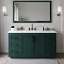 Wyndham Collection Miranda 66" Free Standing Single Basin Vanity Set with Cabinet, Quartz Vanity Top, and Framed Mirror Green / White Quartz Top / Matte Black Hardware