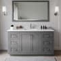 Wyndham Collection Miranda 66" Free Standing Single Basin Vanity Set with Cabinet, Cultured Marble Vanity Top, and Framed Mirror Dark Gray / Carrara Cultured Marble Top / Brushed Nickel Hardware