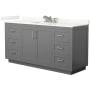 Wyndham Collection Miranda 66" Free Standing Single Basin Vanity Set with Cabinet and Quartz Vanity Top Dark Gray / Giotto Quartz Top / Brushed Nickel Hardware