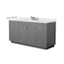 Wyndham Collection Miranda 66" Free Standing Single Basin Vanity Set with Cabinet and Cultured Marble Vanity Top Dark Gray / White Cultured Marble Top / Brushed Nickel Hardware