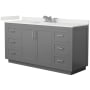 Wyndham Collection Miranda 66" Free Standing Single Basin Vanity Set with Cabinet and Quartz Vanity Top Dark Gray / White Quartz Top / Brushed Nickel Hardware