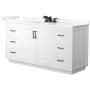Wyndham Collection Miranda 66" Free Standing Single Basin Vanity Set with Cabinet and Quartz Vanity Top White / Giotto Quartz Top / Matte Black Hardware